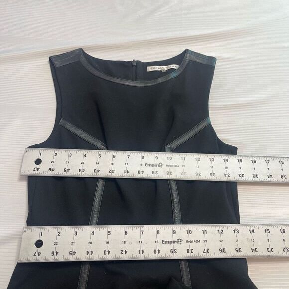Trina Turk Black Sheath Stretch Lined Dress W/Leather Trim Sleeveless Size 2 - Picture 4 of 8